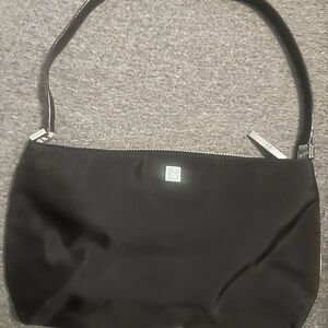 Kate Spade Black Nylon And Teal Snake Leather Strap Small Shoulder Bag.
